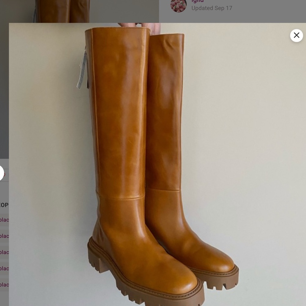 Zara Caramel color leather boots. Size 40 - US 9 1/2). Lug soles.